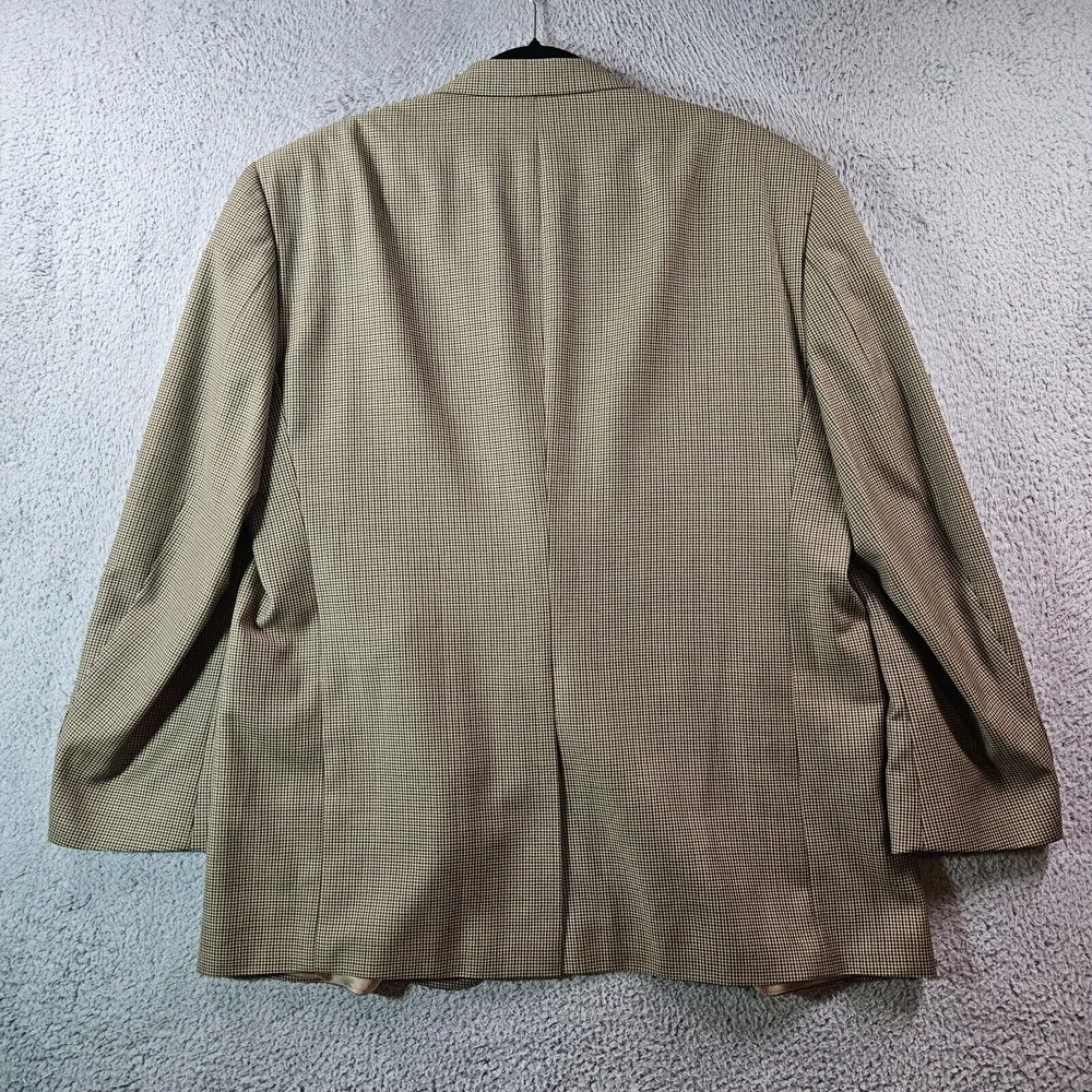 Stafford Suit Blazer Sport Coat Men 46R Wool Blend Houndstooth Khaki Brown‎